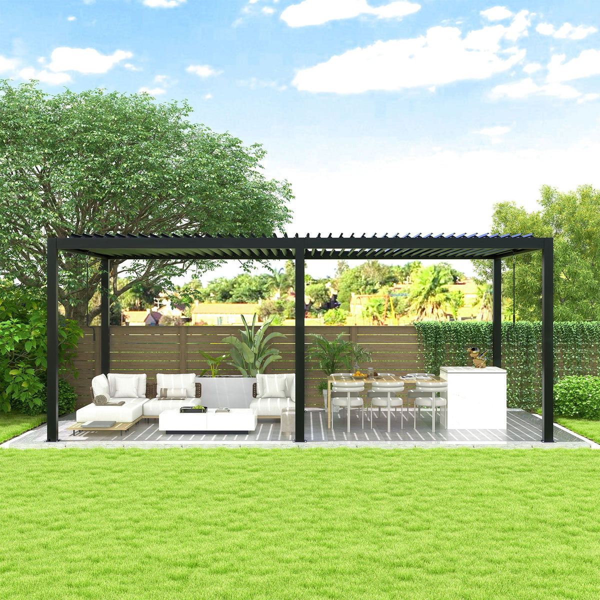 Louver Pergola Steel Louvers & Frame - Black by Unique Piece Furniture