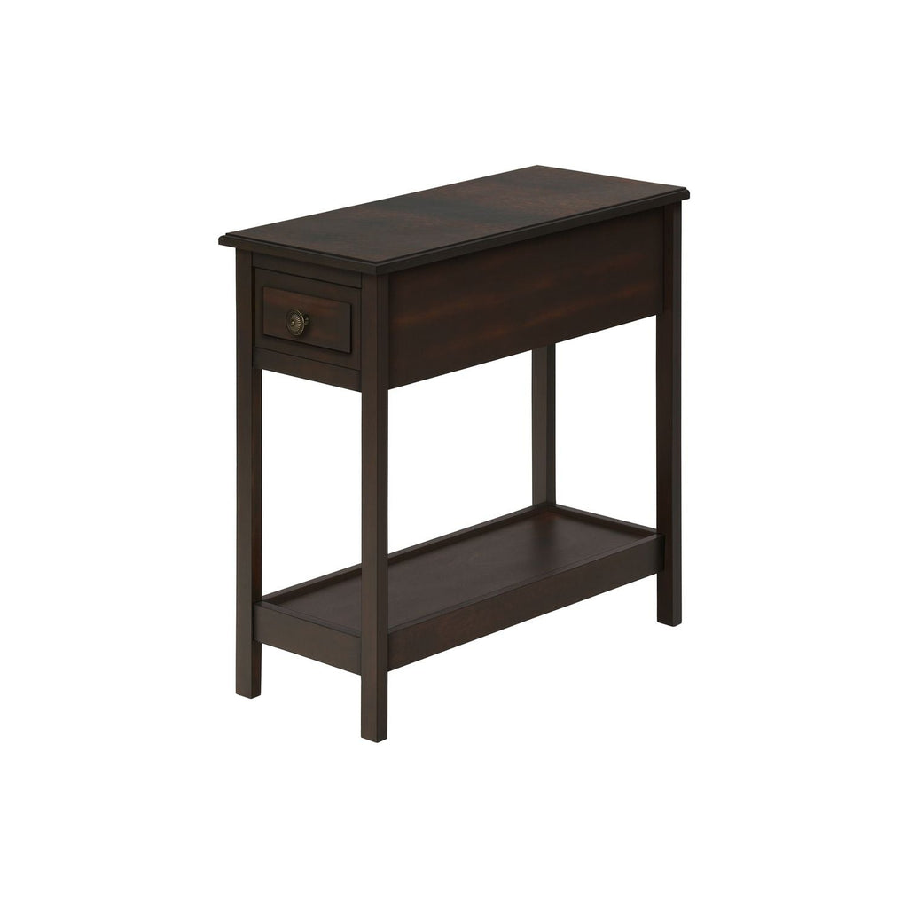 Accent End Table, 2 Tier, Storage Drawer, Transitional - Walnut by Unique Piece Furniture