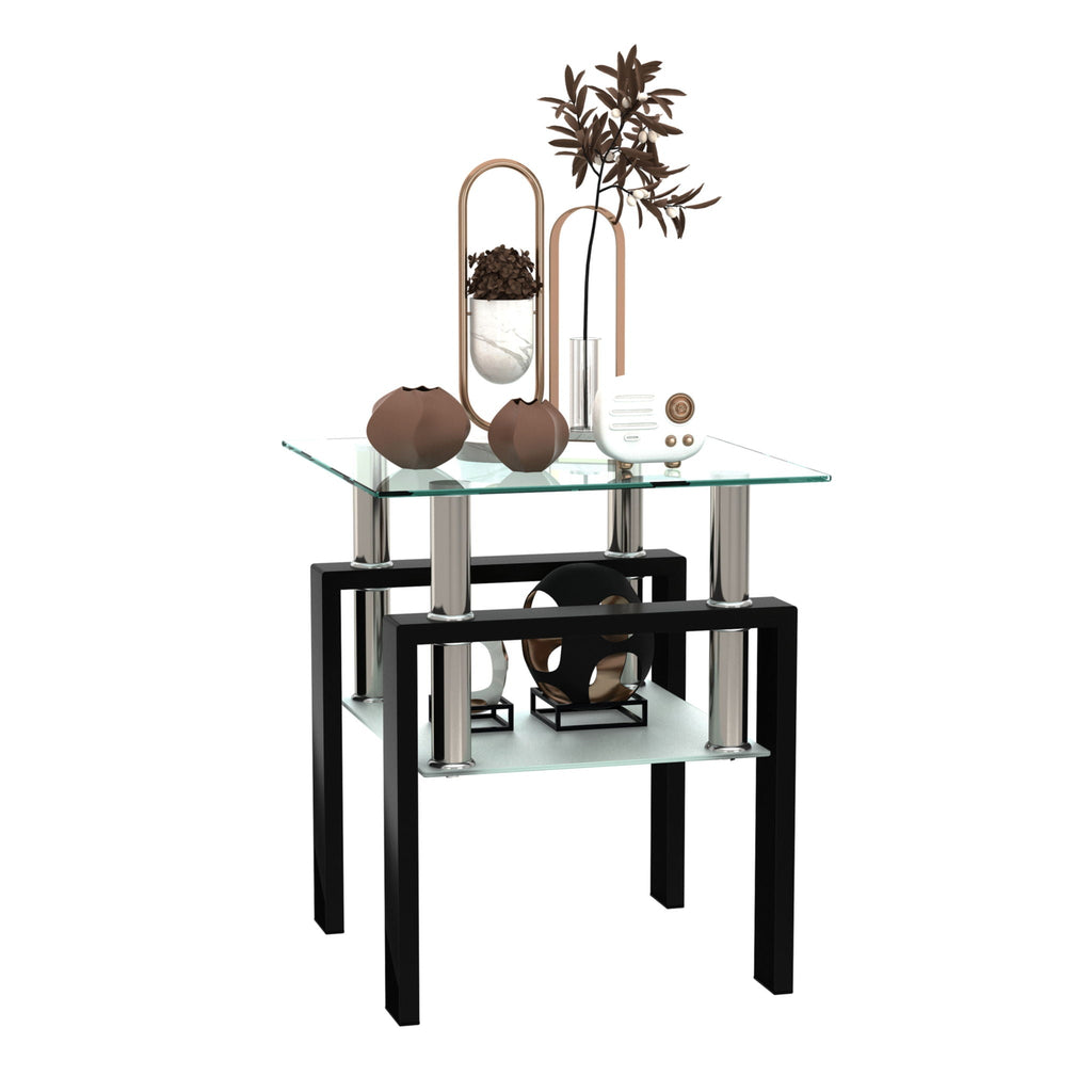 Modern Tempered Glass Tea Table, End Square Table For Living Room by Unique Piece Furniture