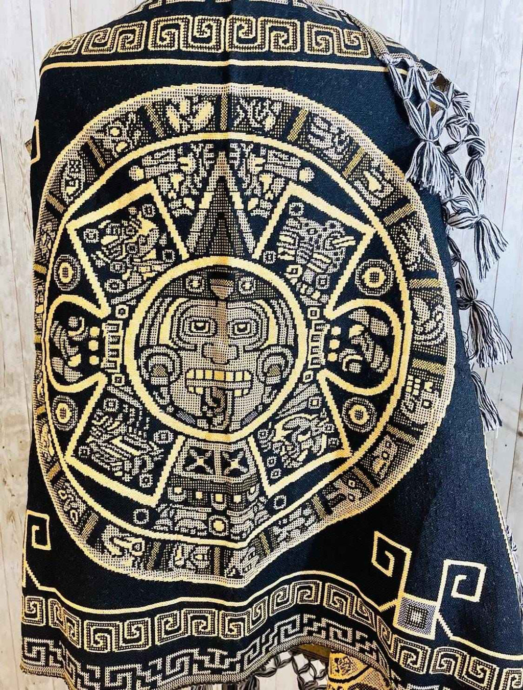 Aztec Calendar Mexican Shawl Wrap Reboso Artesanales Capas Pashima de Calendario Azteca