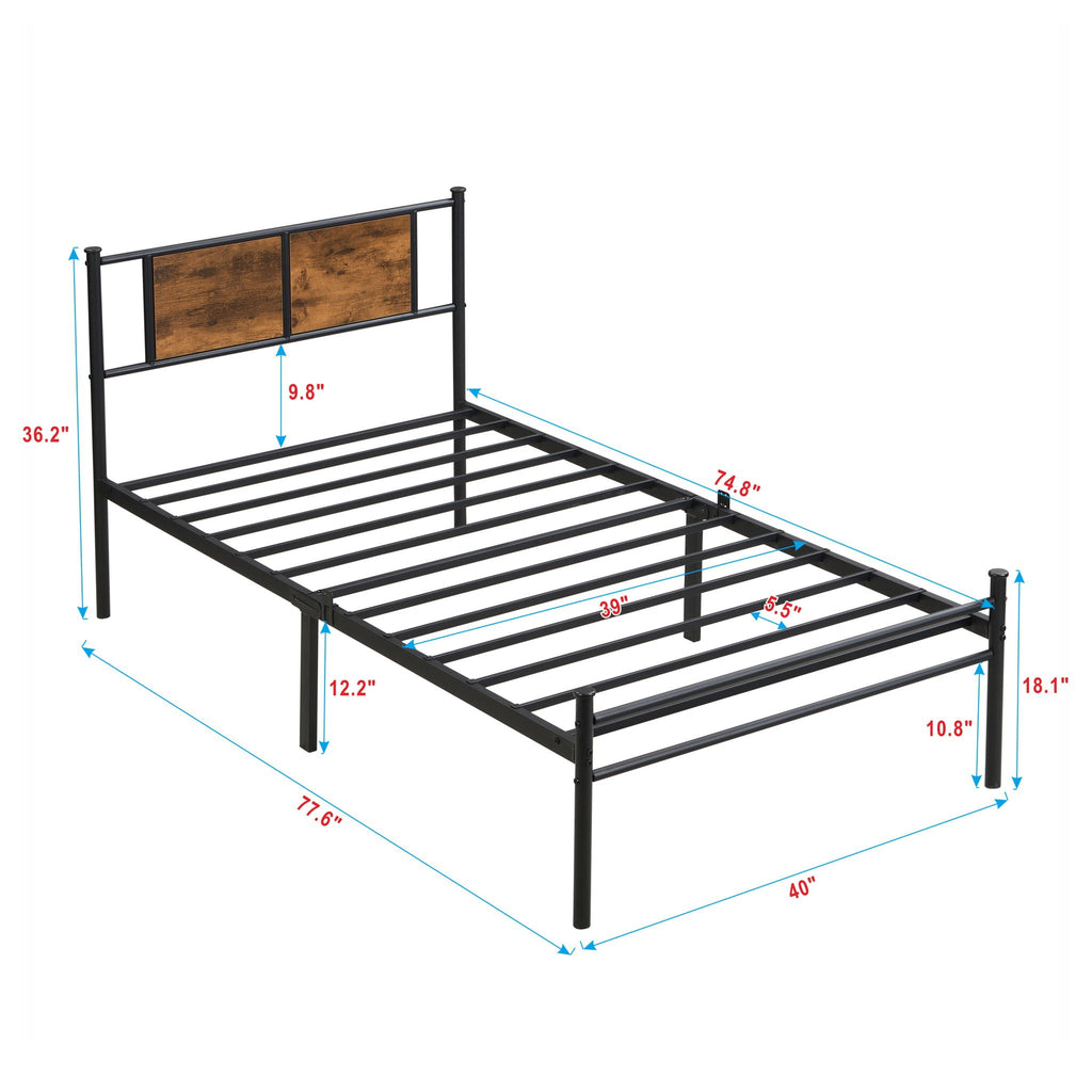 ModerMetal Bedframe With Wood Panel Headboard by Unique Piece Furniture