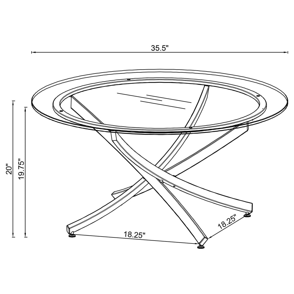Brooke Round Glass Top Coffee Table Metal Base Brass by Unique Piece Furniture
