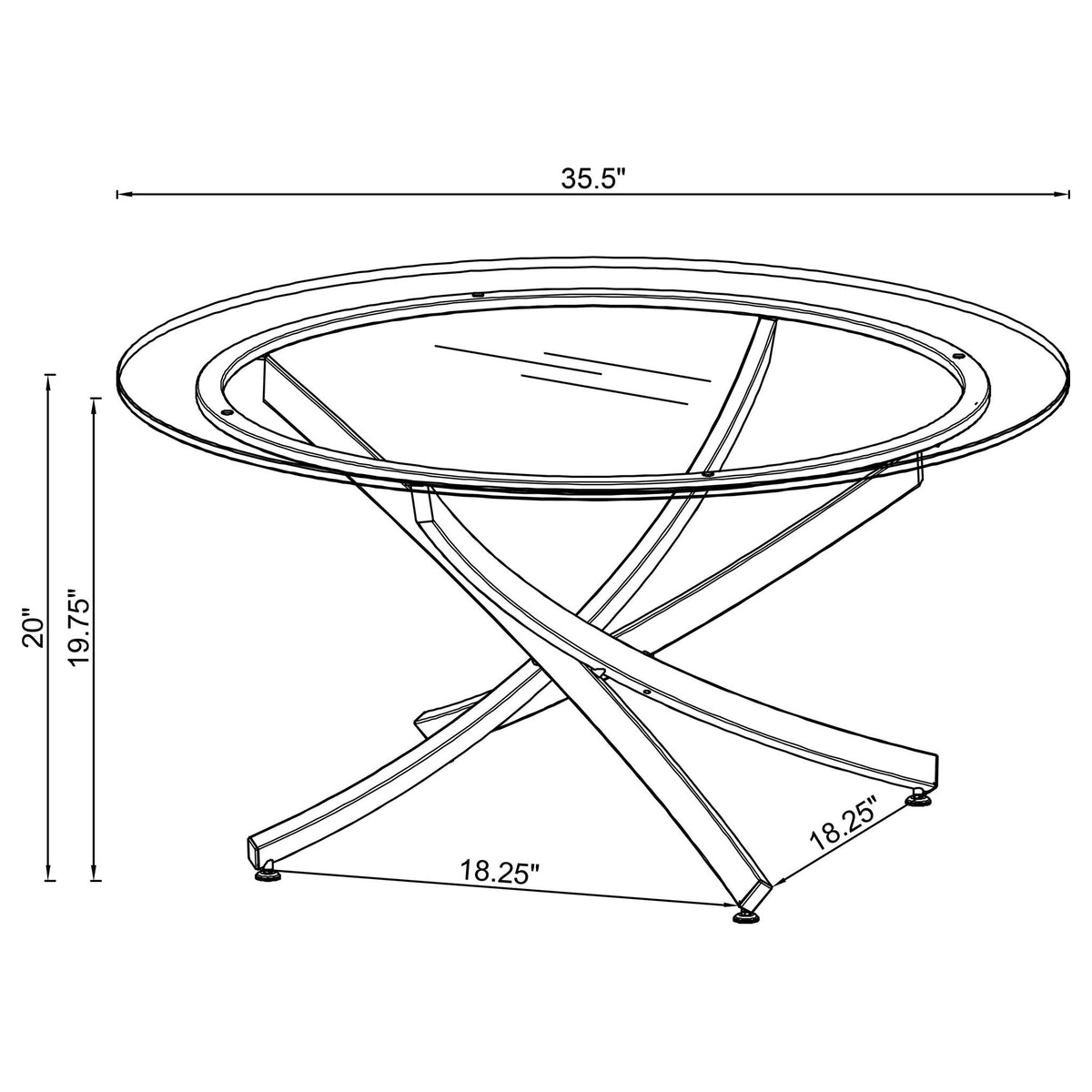 Brooke Round Glass Top Coffee Table Metal Base Brass by Unique Piece Furniture