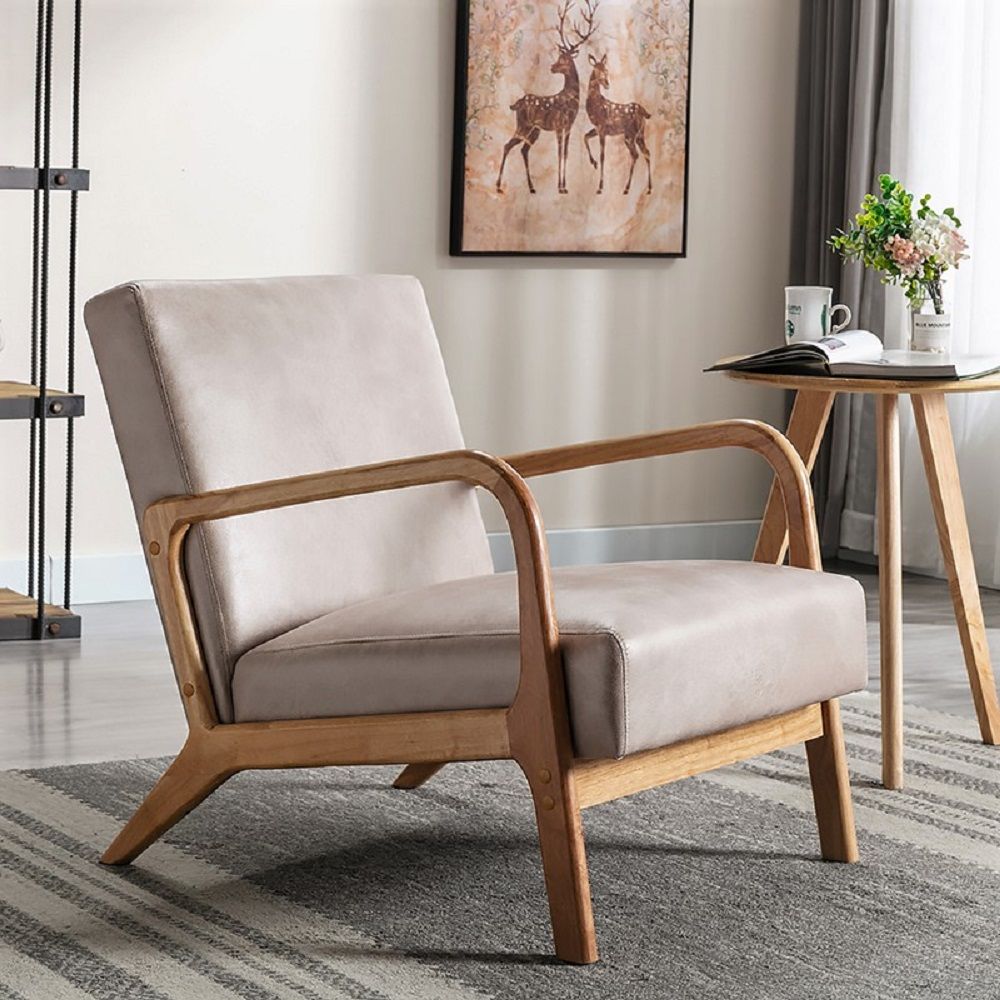 Classic Mid-Century Modern Accent Chairs, Open Framed Armchair With Cushioning by Unique Piece Furniture