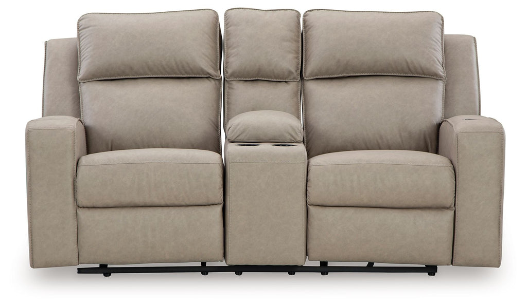 Lavenhorne - Dbl Rec Loveseat W/Console - Pebble by Unique Piece Furniture
