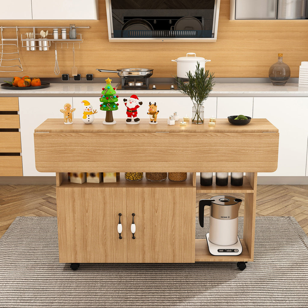 Multi Functional Folding Table With Storage Shelves And Wheels by Unique Piece Furniture