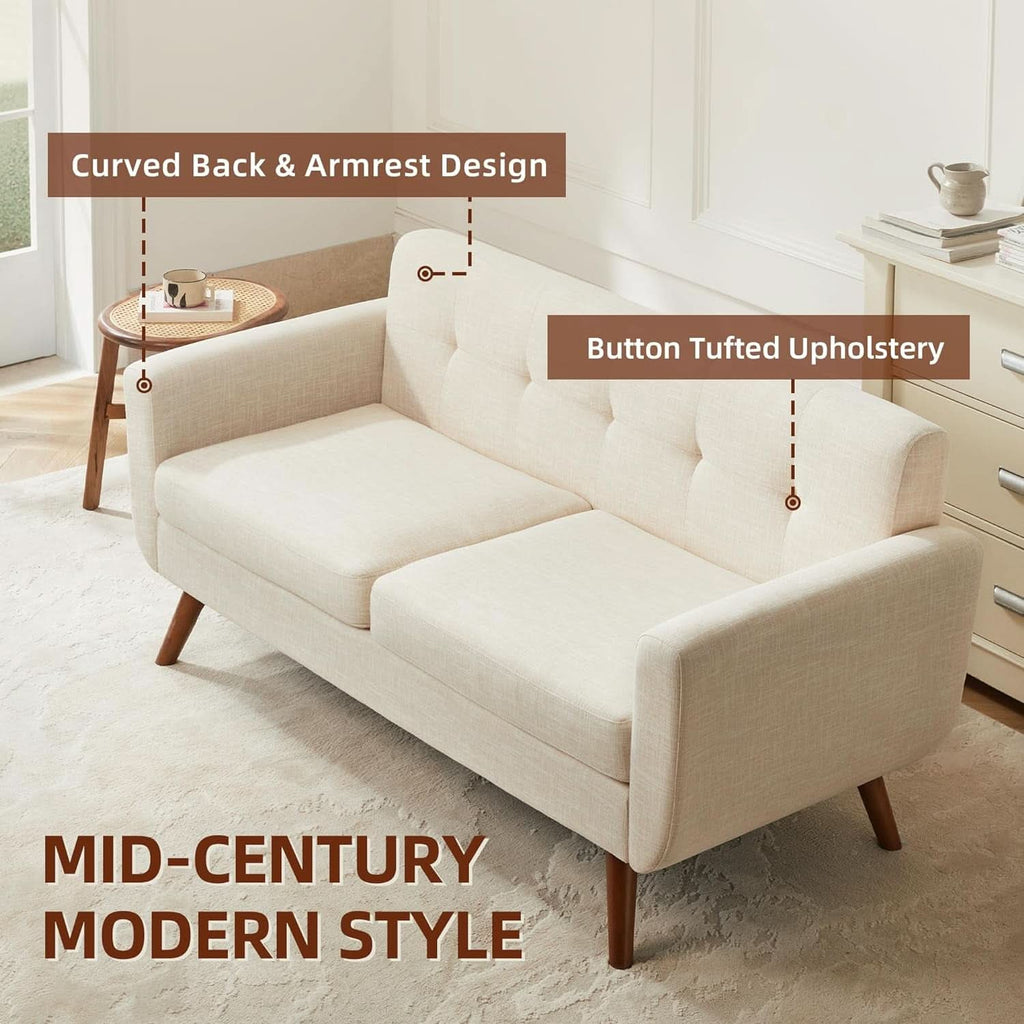 Modern Compact Beige Loveseat For Small Living Rooms by ShipItFurniture