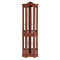 Corner Curio Cabinet With Lights, Adjustable Tempered Glass Shelves, Mirrored Back, Display Cabinet (E26 Light Bulb Not Included) - Walnut by Unique Piece Furniture