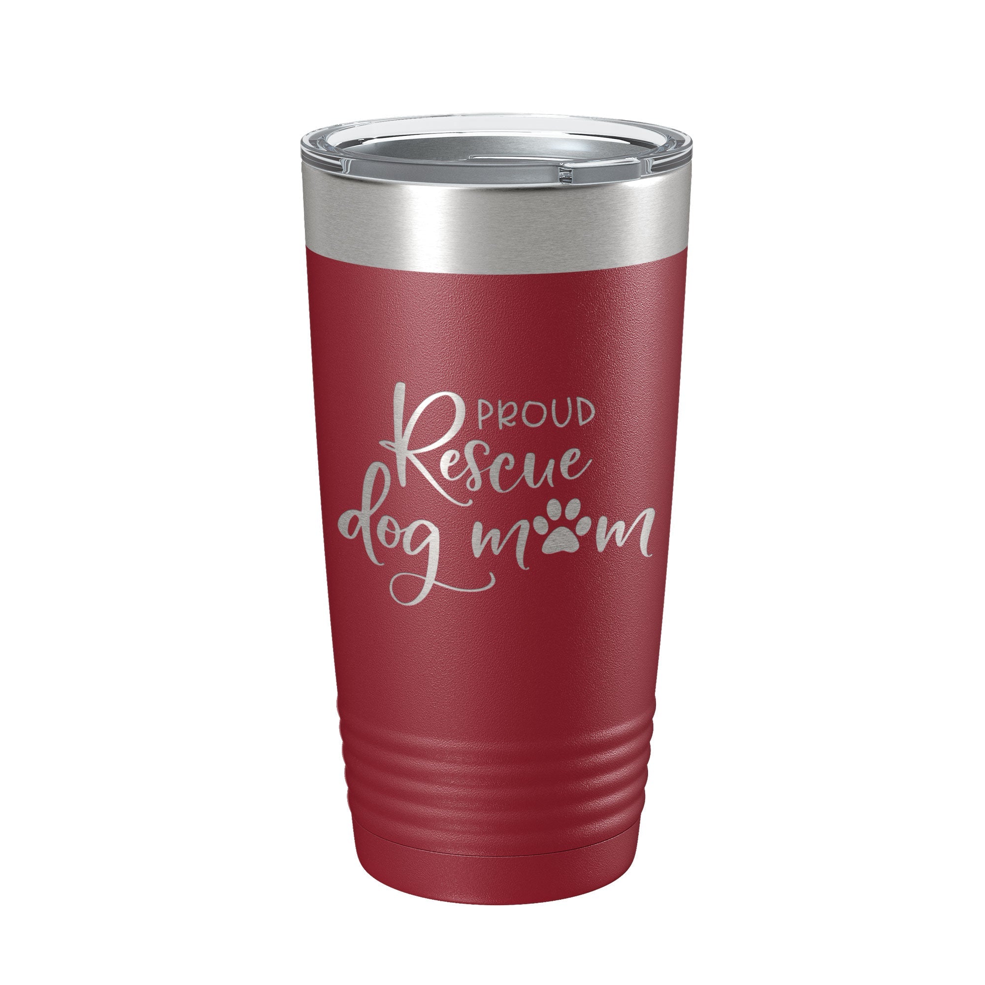 Proud Rescue Mom Tumbler Dog Travel Mug Gift Insulated Laser Engraved Coffee Cup 20 oz by CarveBright