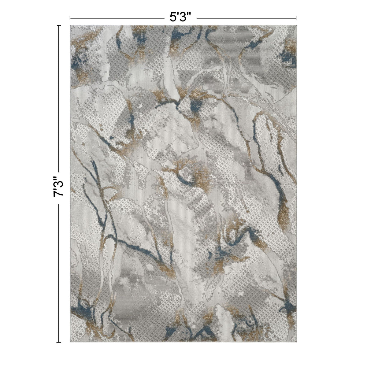 Geometrix - 5'3" X 7'3" Area Rug & Geometric 3D Effect - Ivory / Gray by Unique Piece Furniture