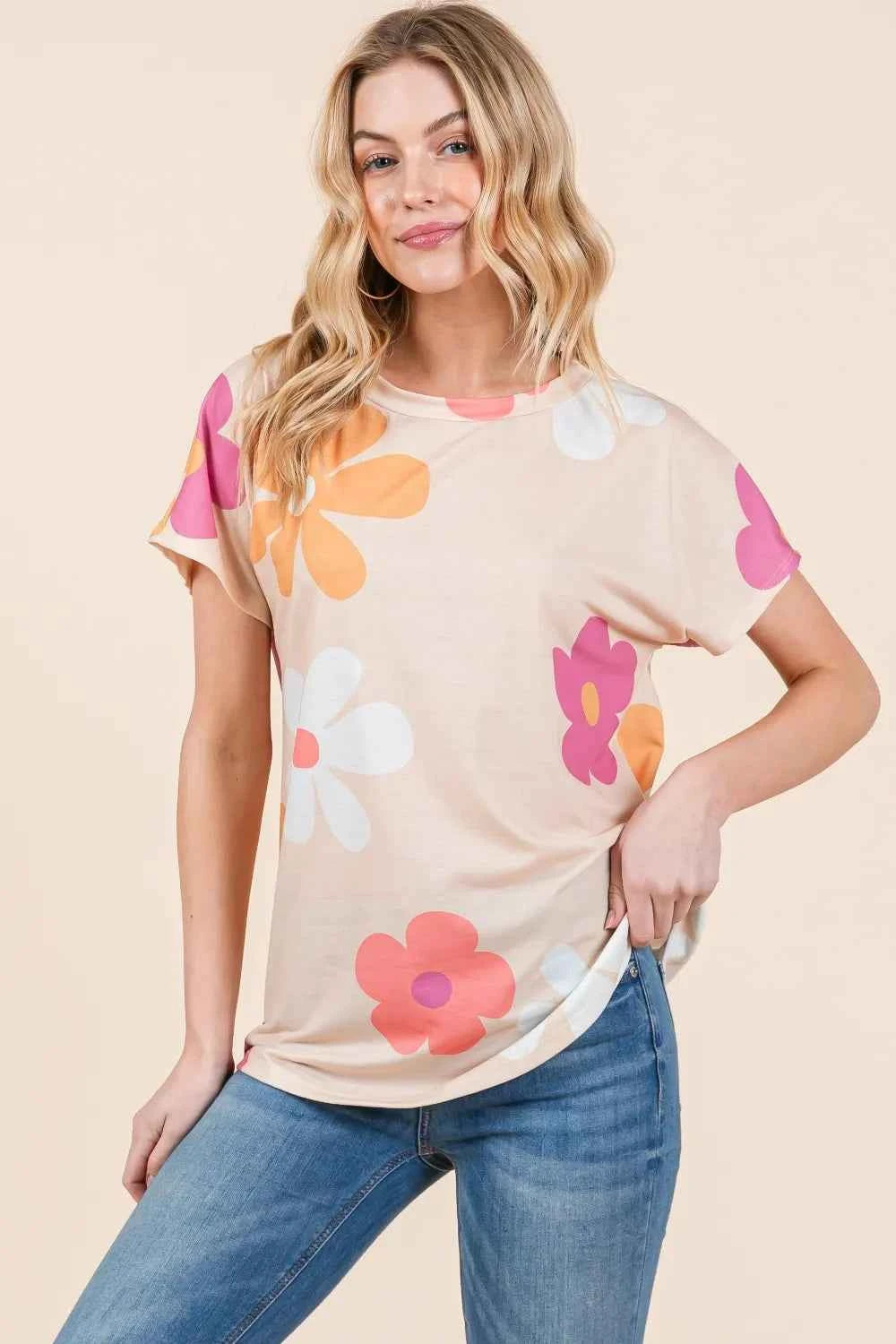 BOMBOM Floral Short Sleeve T-Shirt by Wild and Free Boutique