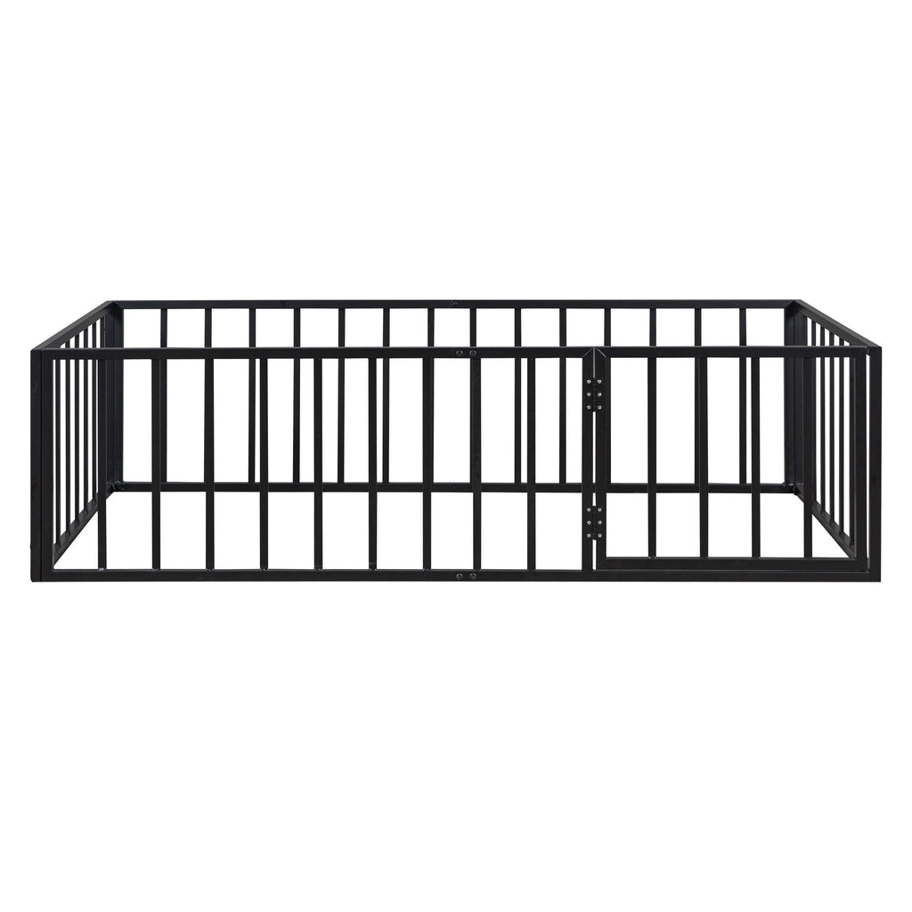 Metal Floor Bed Frame With Fence And Door by Unique Piece Furniture