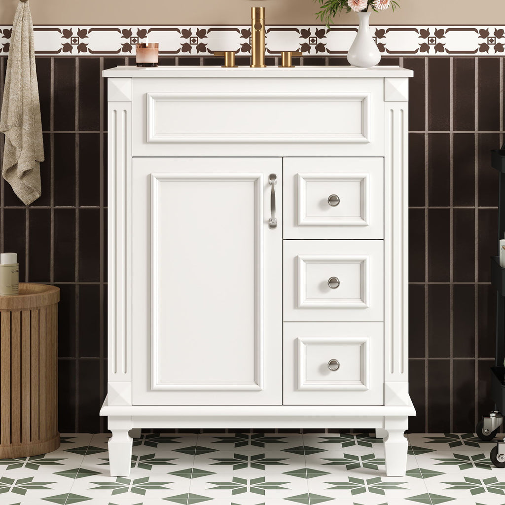 Bathroom Vanity With Sink, Compact Cabinet & 2 Drawers And Adjustable Shelf by Unique Piece Furniture