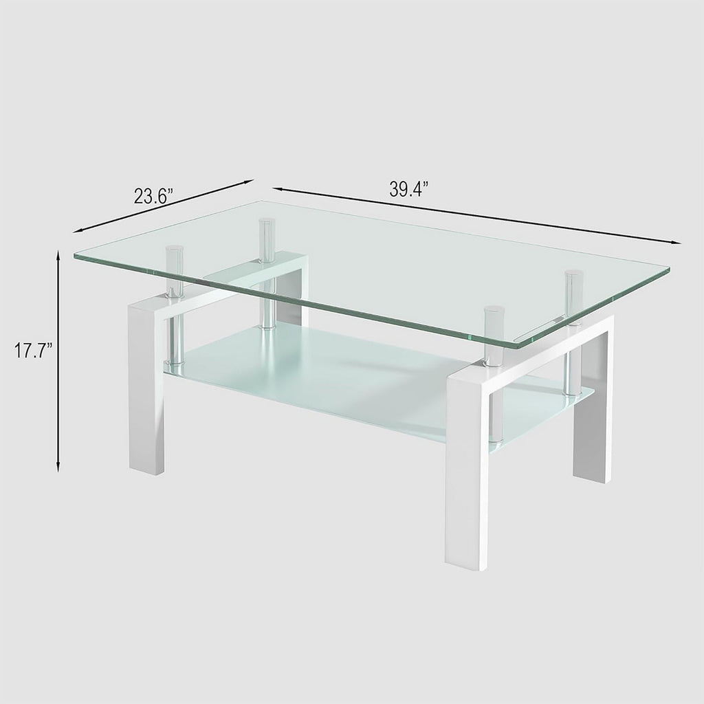 Tempered Glass Table With Storage by Unique Piece Furniture