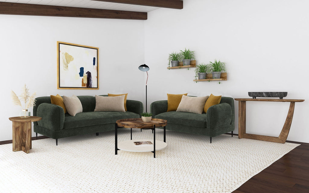 Jade 2-piece Chenille Upholstered Sofa Set Green by Unique Piece Furniture