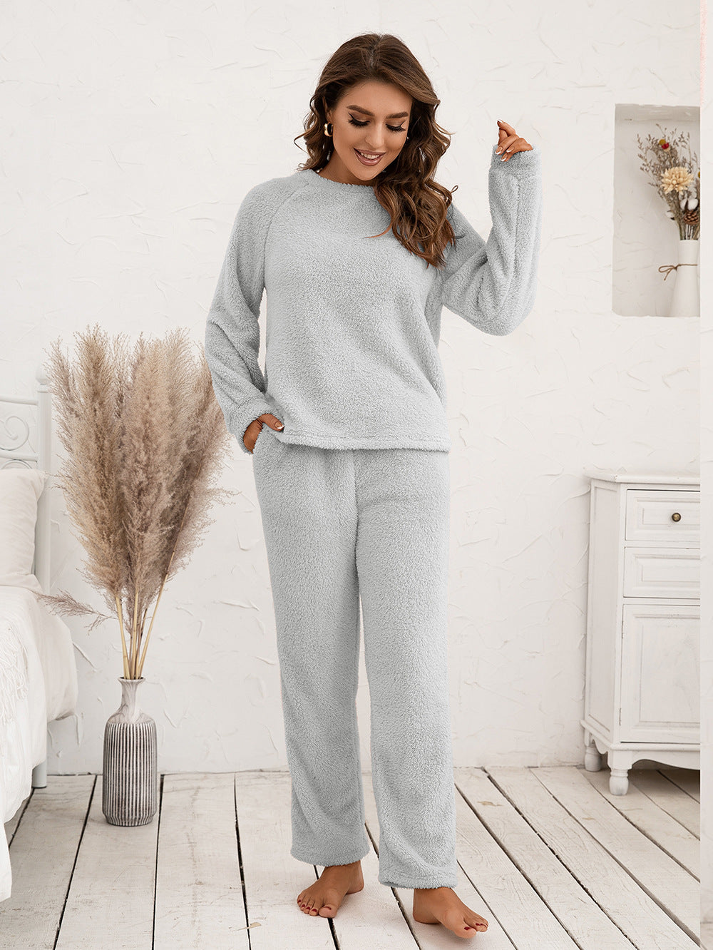 Ivy Lane Teddy Long Sleeve Top and Pants Lounge Set by Wild and Free Boutique