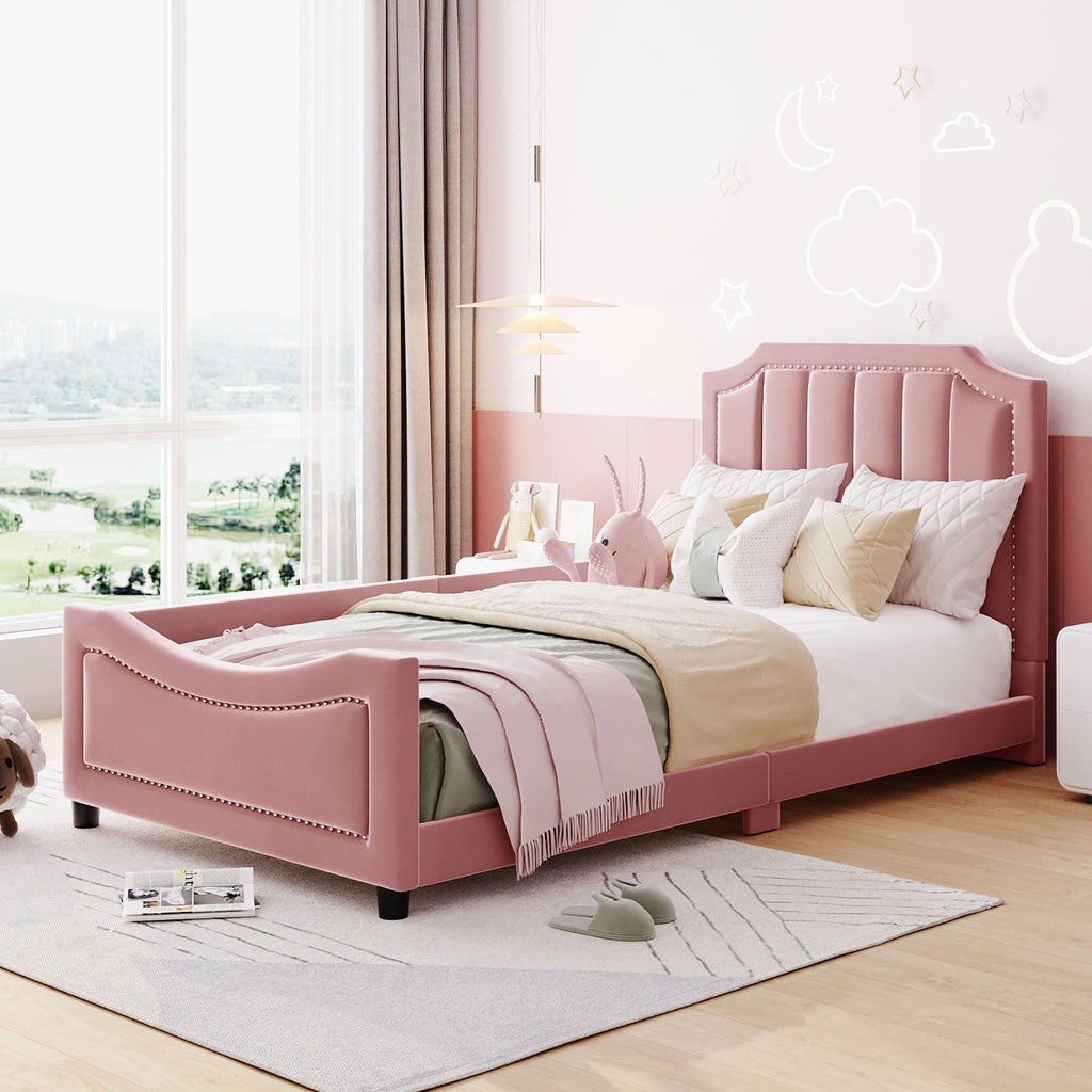 Upholstered Daybed With Classic Stripe Shaped Headboard by Unique Piece Furniture