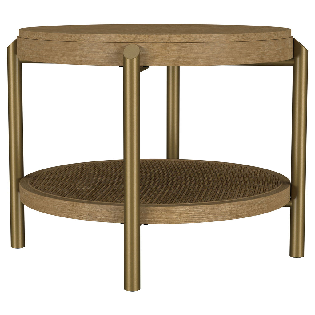 Arini Round End Side Table With Storage Shelf Sand Wash by Unique Piece Furniture