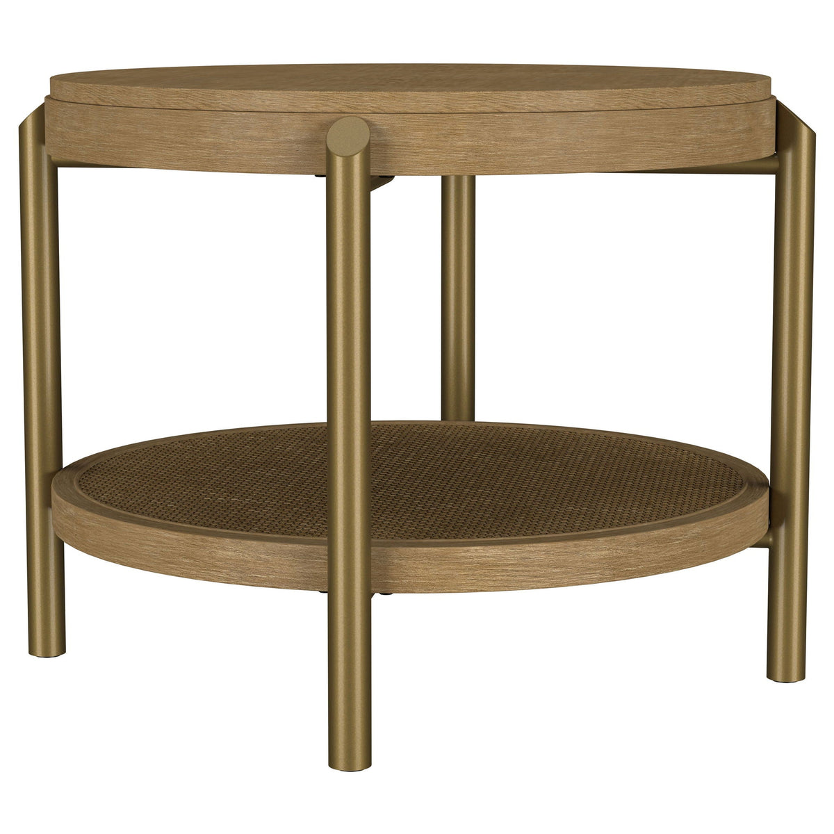 Arini Round End Side Table With Storage Shelf Sand Wash by Unique Piece Furniture