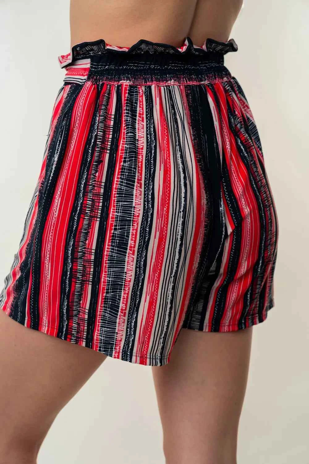 White Birch Full Size High Waisted Striped Shorts by Wild and Free Boutique