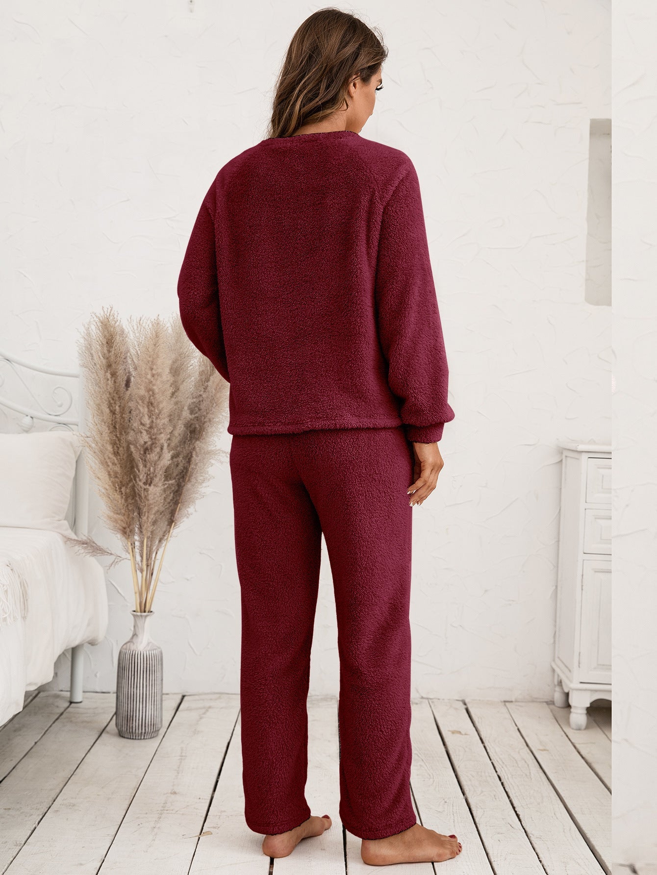 Ivy Lane Teddy Long Sleeve Top and Pants Lounge Set by Wild and Free Boutique