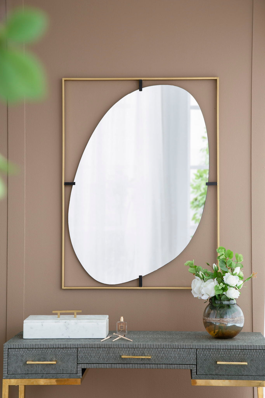 Poppy Mirror With Metal Frame Contemporary Design For Bathroom, Entryway Wall Decor by Unique Piece Furniture