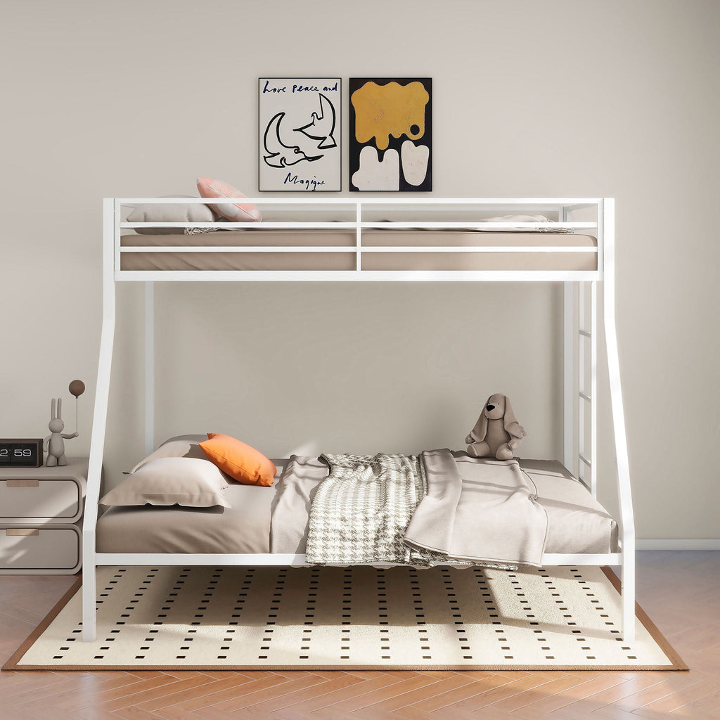 Alevera Metal Twin Over Full Bunk Bed with Ladder White by Unique Piece Furniture