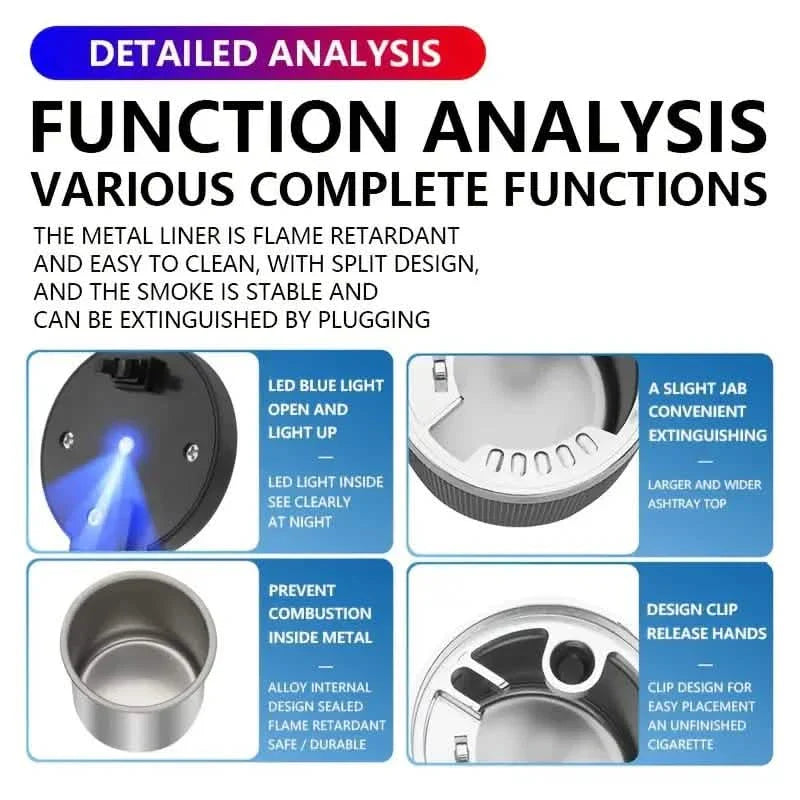Car Ashtray Multi-functional Universal Household Portable Metal Liner Ashtray by DailySale