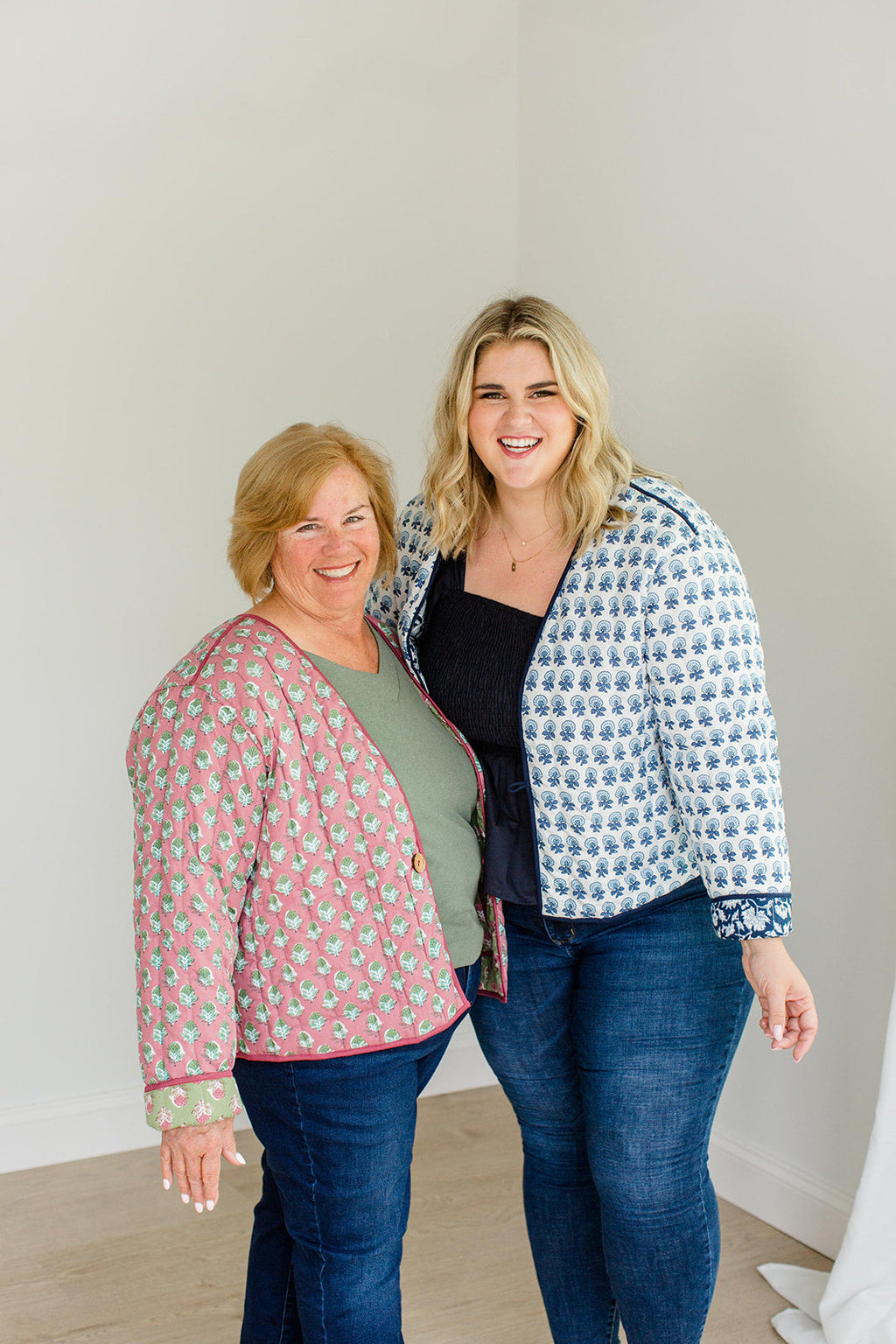 The Emily *Reversible* Quilted Jacket in Pistachio Pink by Carla Kiley Collection