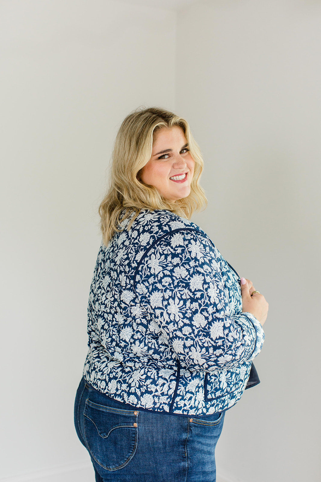 The Emily *Reversible* Quilted Jacket in French Navy by Carla Kiley Collection