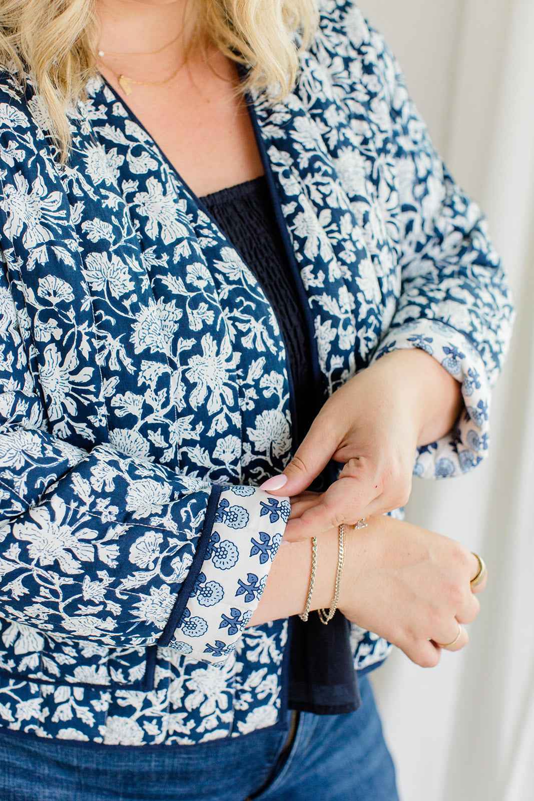The Emily *Reversible* Quilted Jacket in French Navy by Carla Kiley Collection