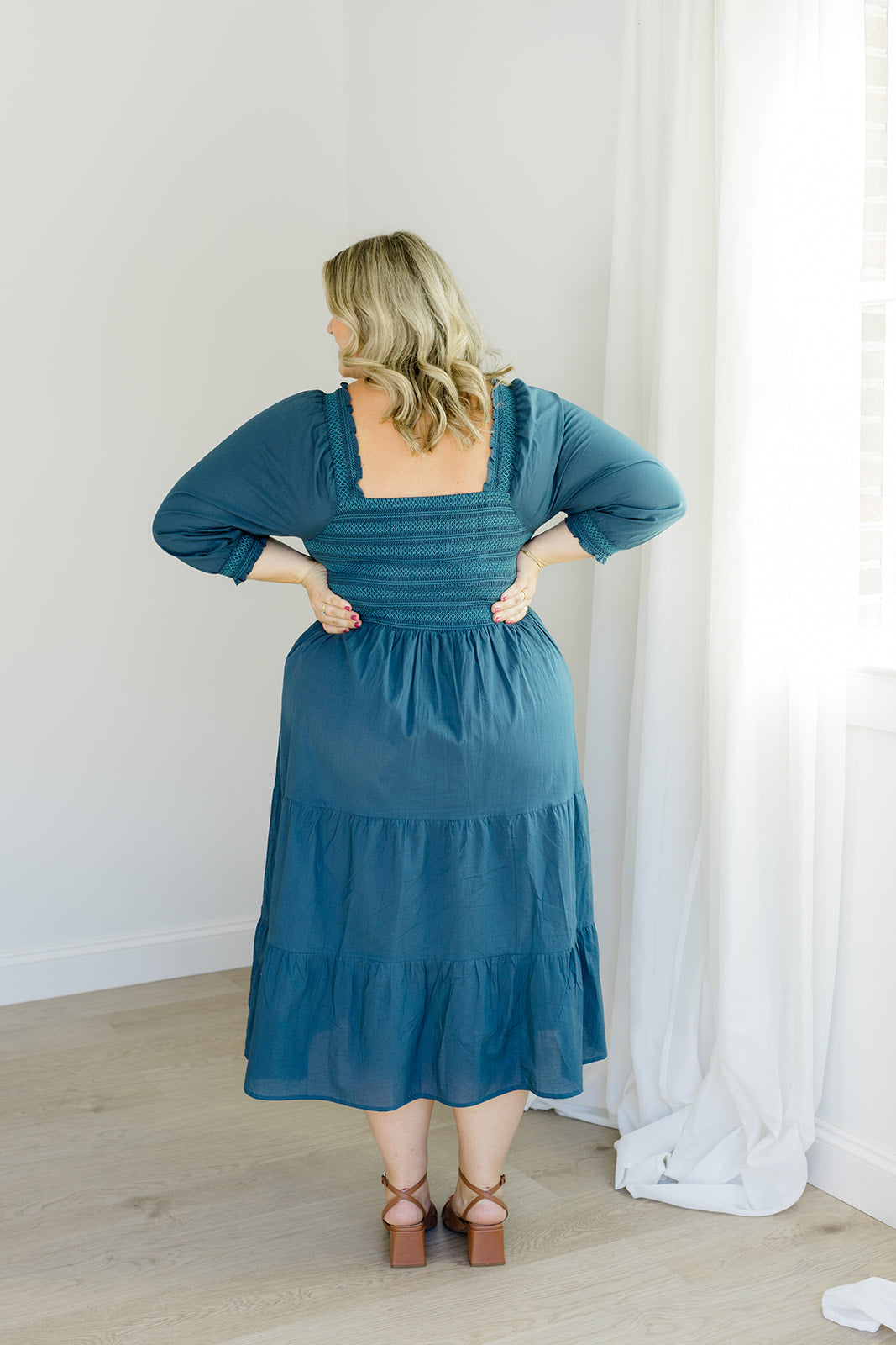 The Jenna Dress in Teal by Carla Kiley Collection