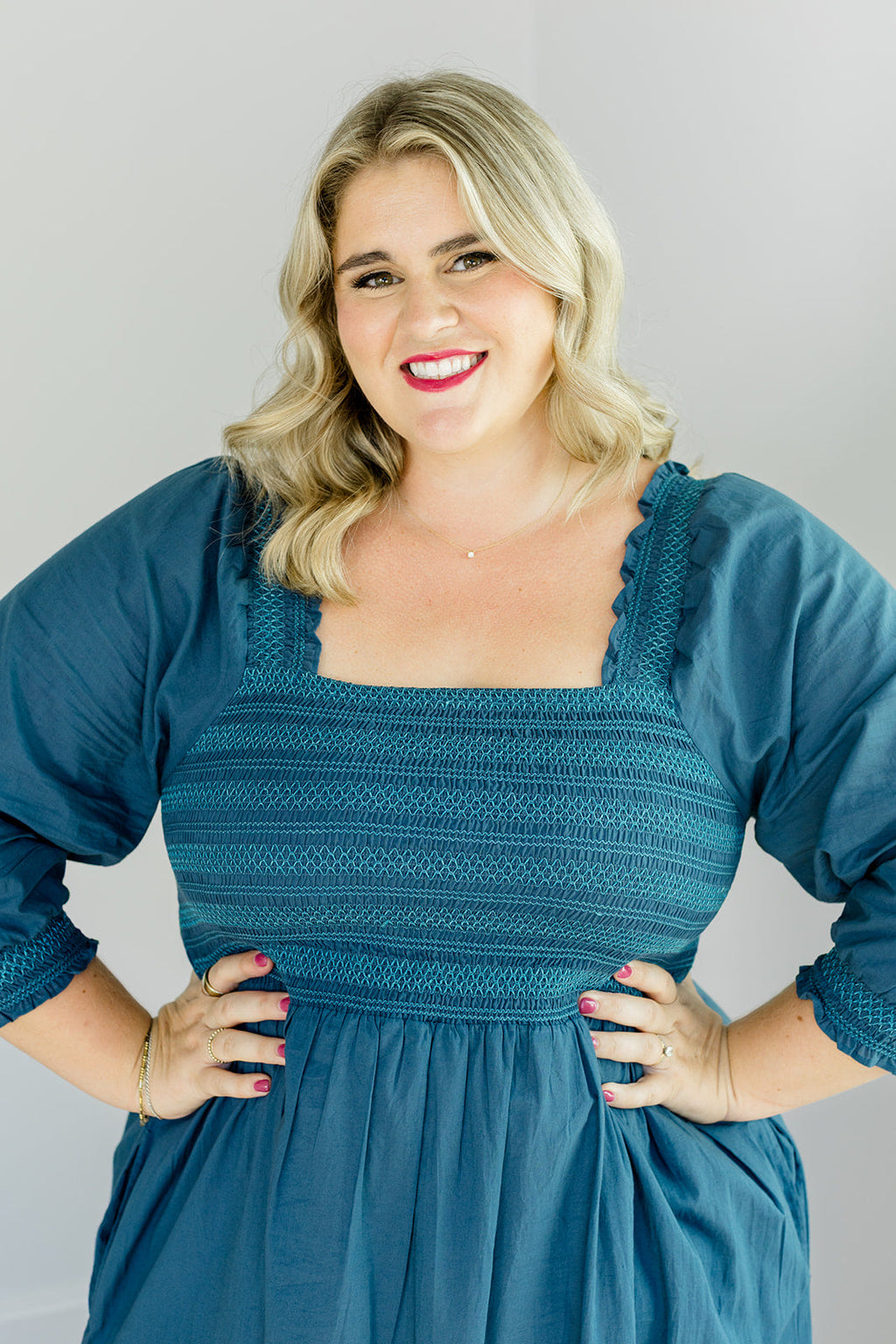 The Jenna Dress in Teal by Carla Kiley Collection