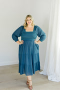 The Jenna Dress in Teal by Carla Kiley Collection