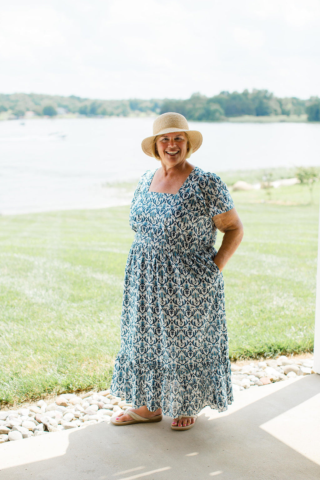 The Allison Dress in Navy Trellis - Final Sale by Carla Kiley Collection