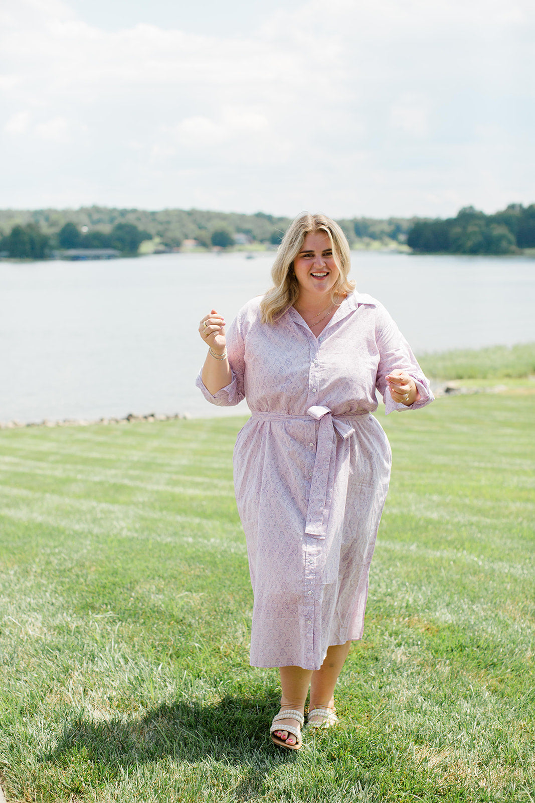 The Christine Shirt Dress in Lavender Taffy by Carla Kiley Collection
