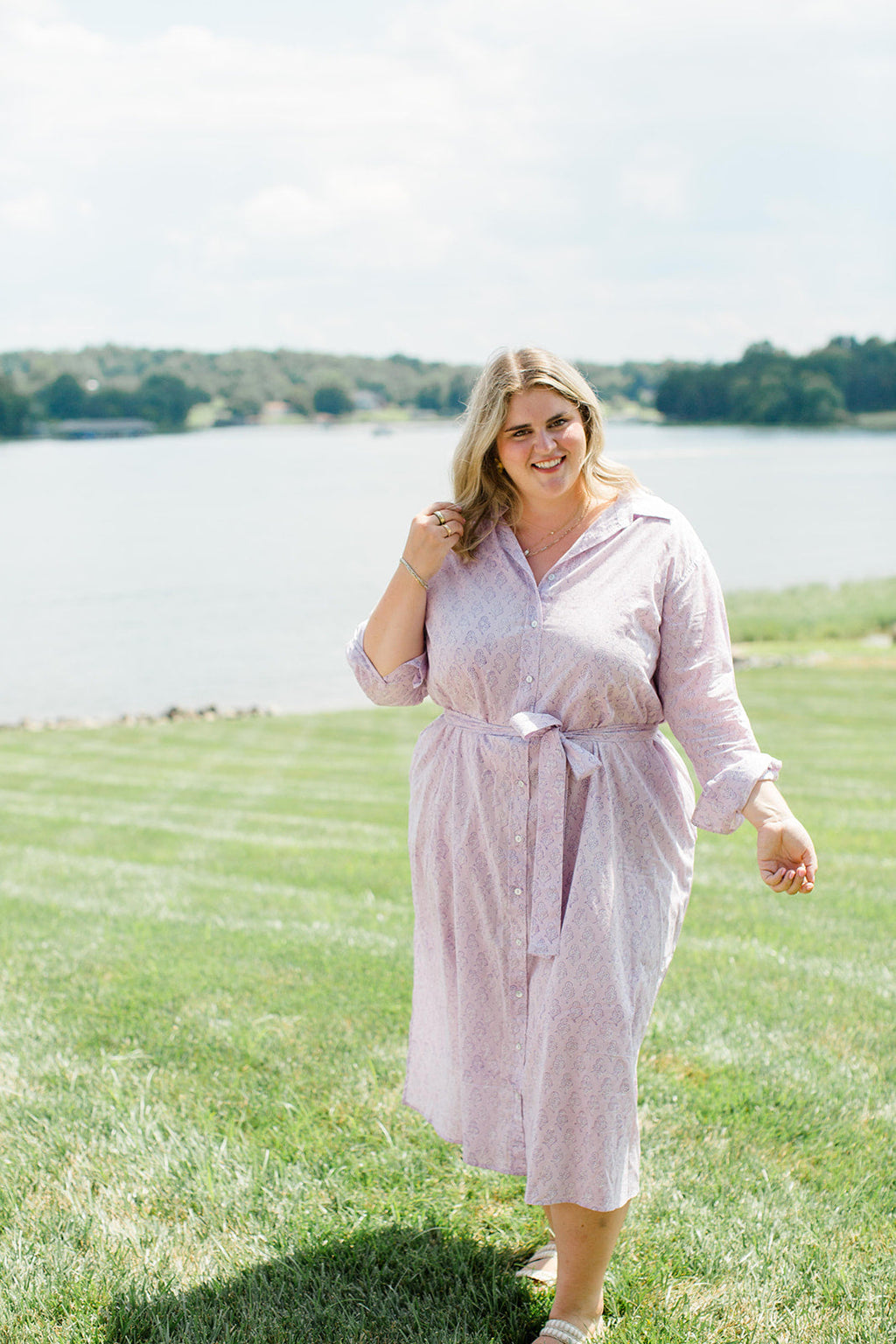 The Christine Shirt Dress in Lavender Taffy by Carla Kiley Collection