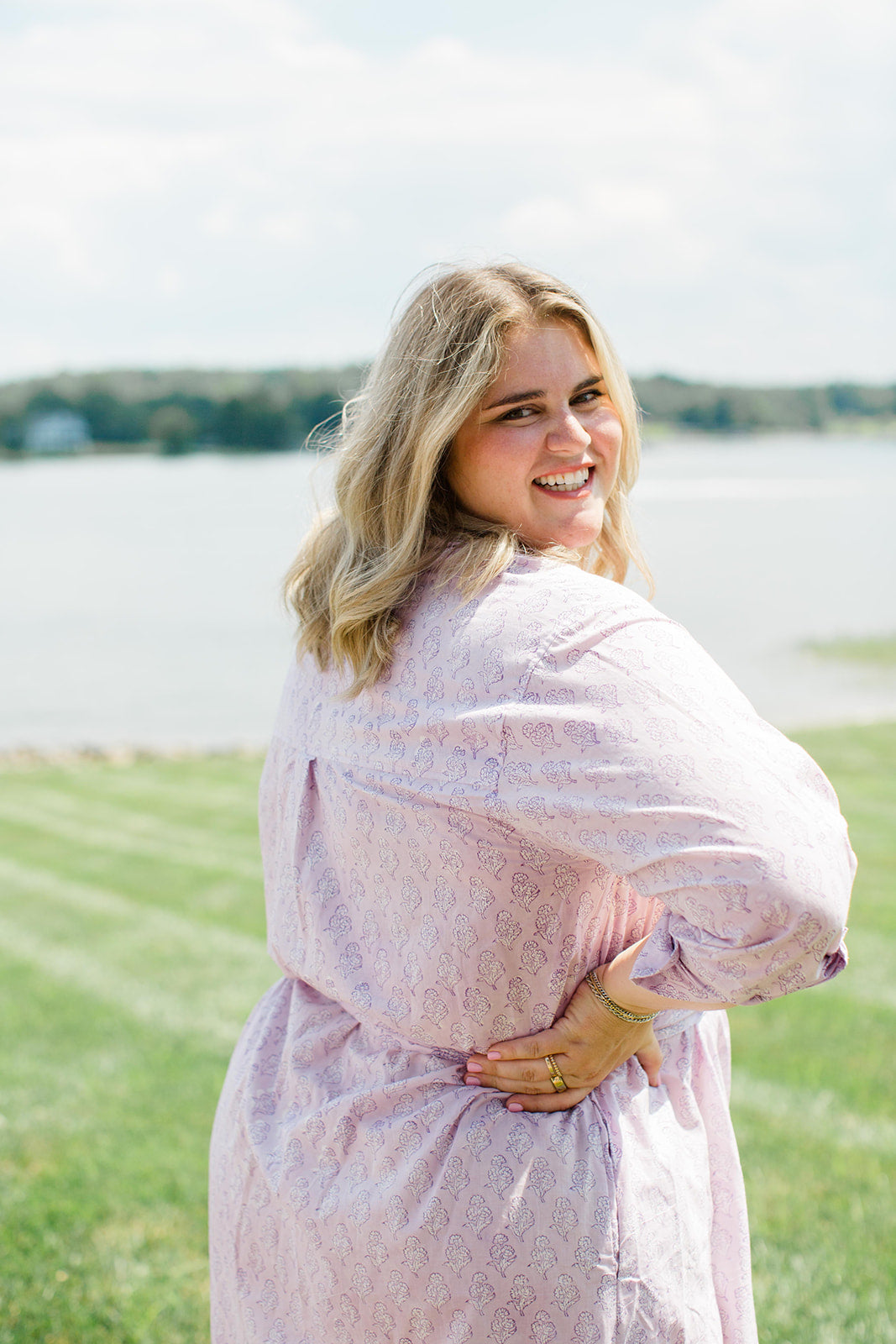 The Christine Shirt Dress in Lavender Taffy by Carla Kiley Collection