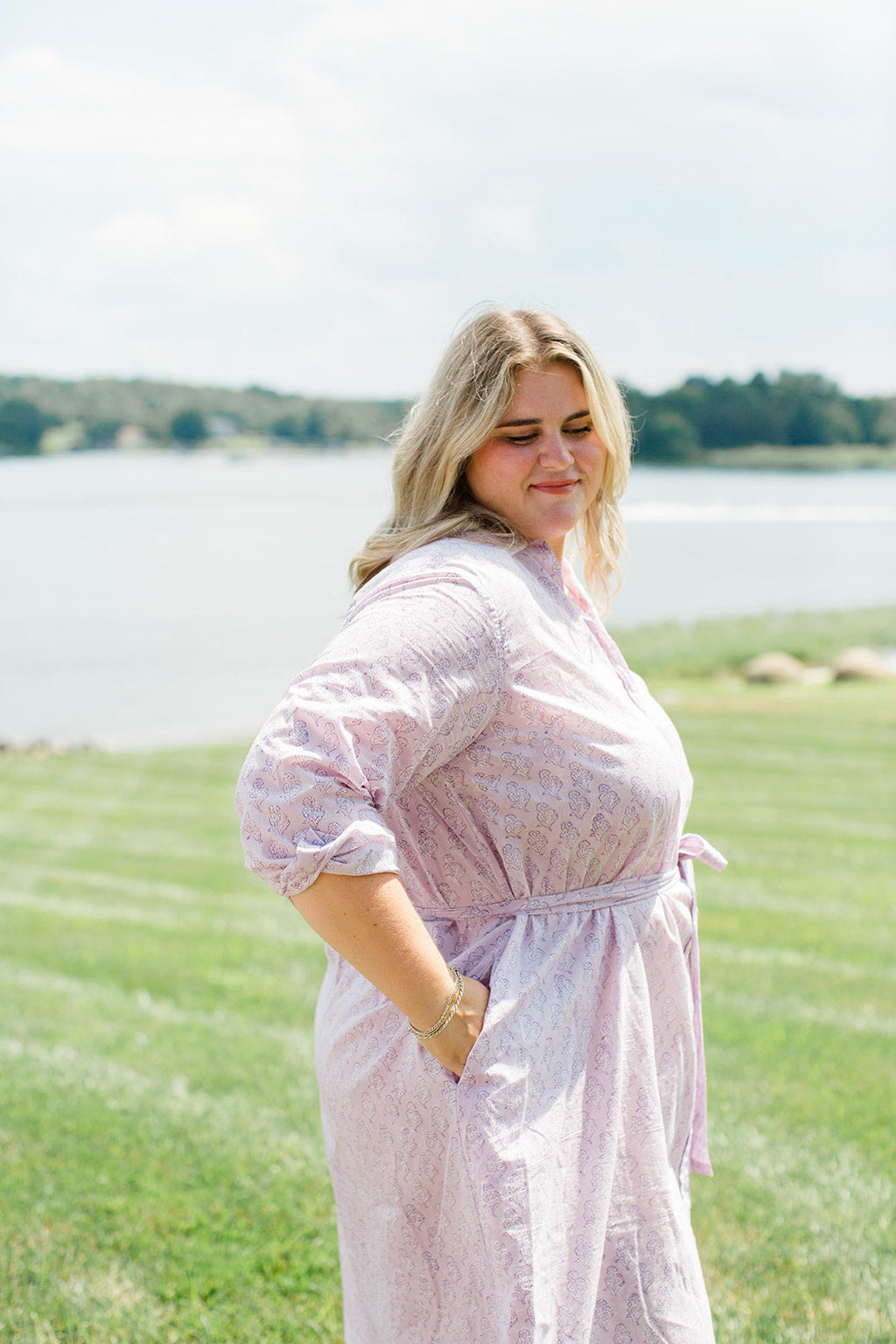 The Christine Shirt Dress in Lavender Taffy by Carla Kiley Collection