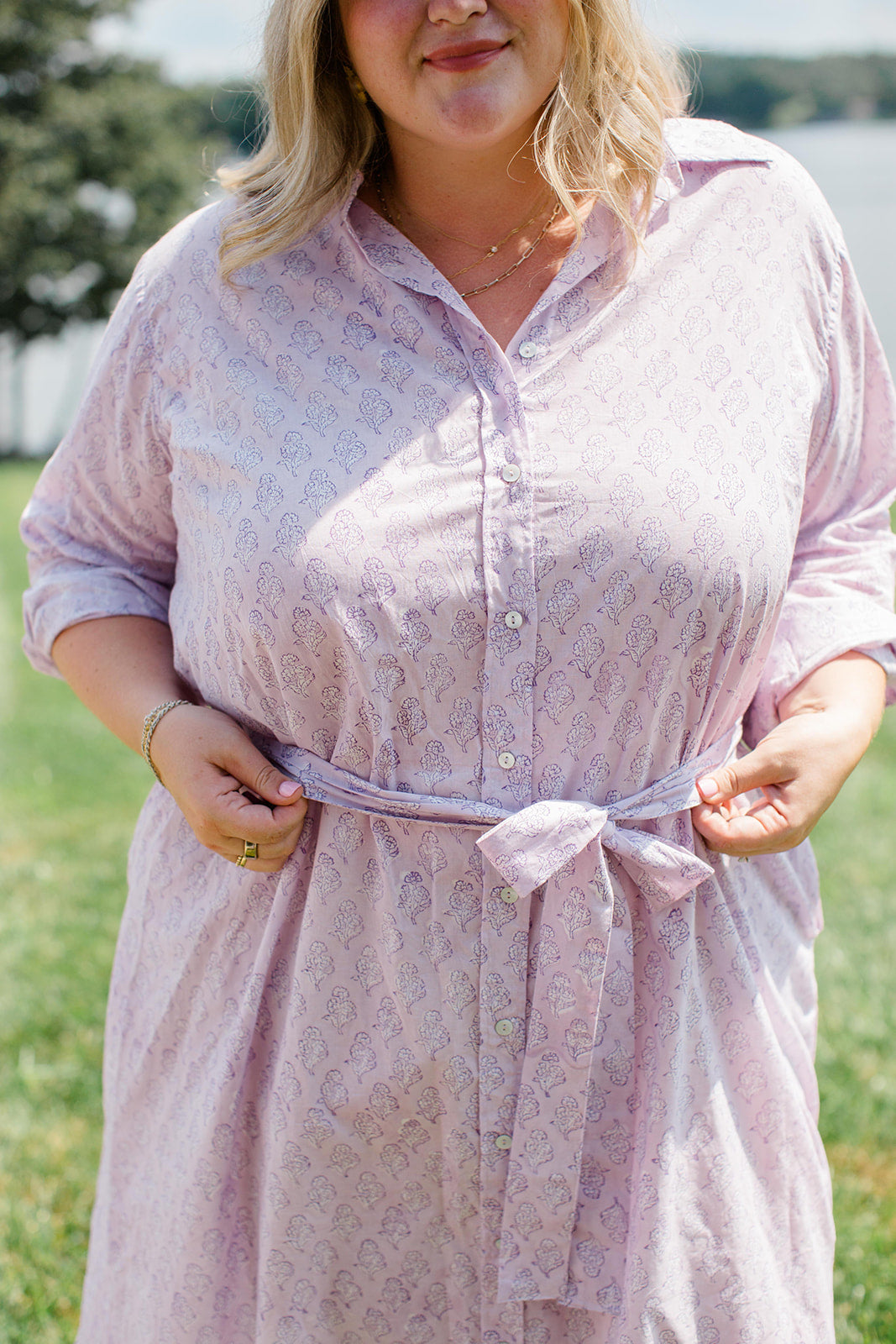 The Christine Shirt Dress in Lavender Taffy by Carla Kiley Collection
