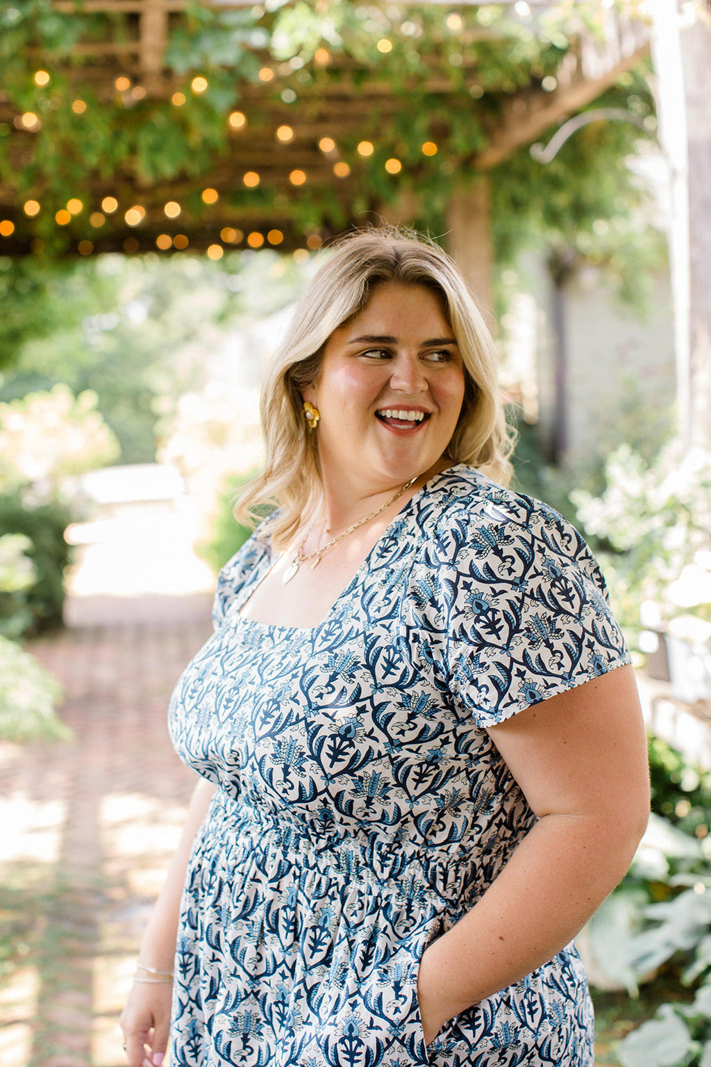 The Allison Dress in Navy Trellis - Final Sale by Carla Kiley Collection