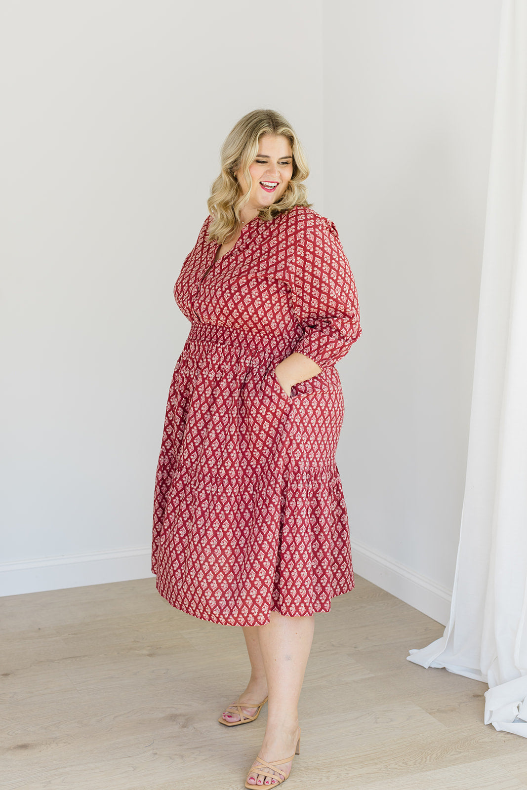 The Francesca Midi Dress in Spiced Merlot by Carla Kiley Collection