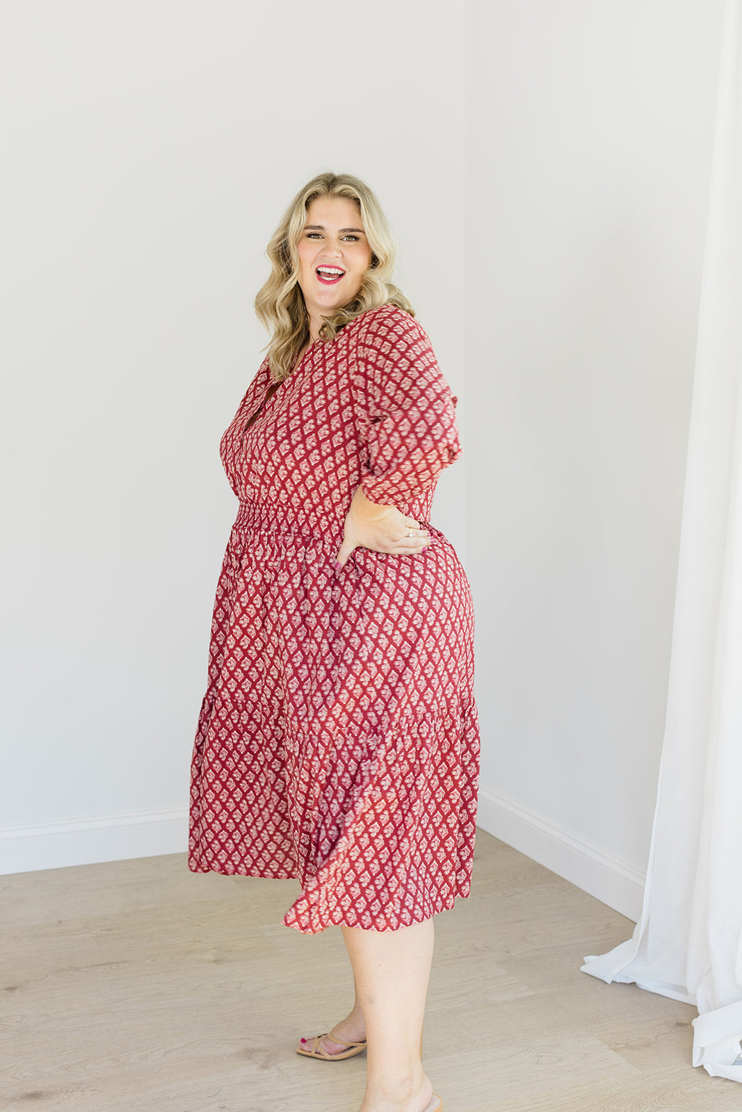 The Francesca Midi Dress in Spiced Merlot by Carla Kiley Collection