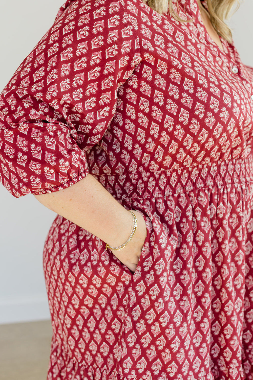 The Francesca Midi Dress in Spiced Merlot by Carla Kiley Collection