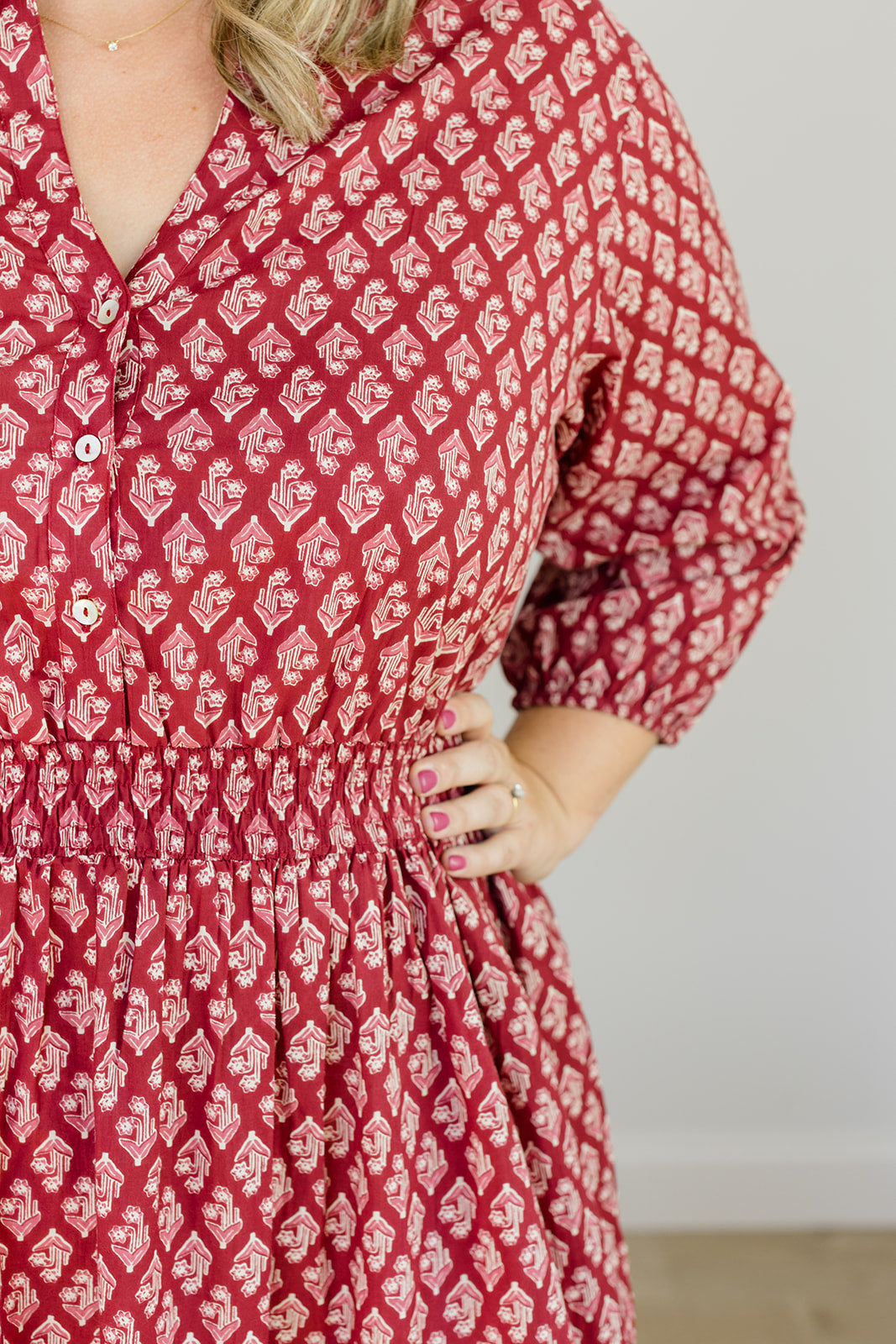 The Francesca Midi Dress in Spiced Merlot by Carla Kiley Collection
