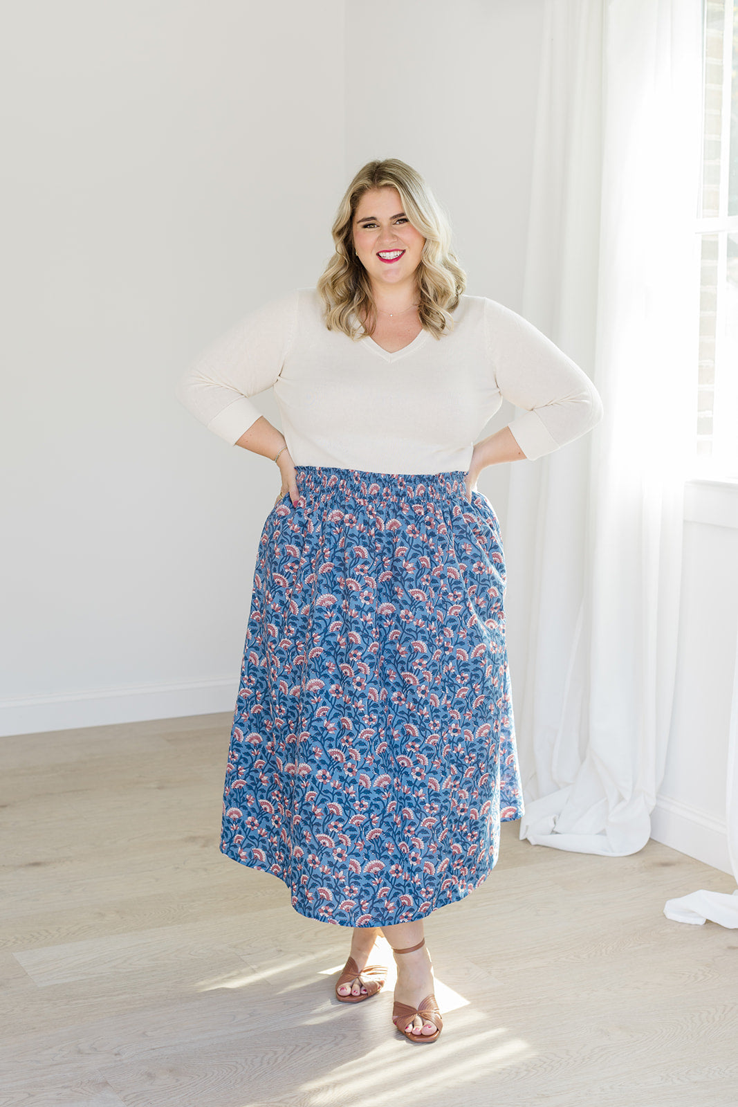 The Melissa Skirt in Indigo Bloom by Carla Kiley Collection