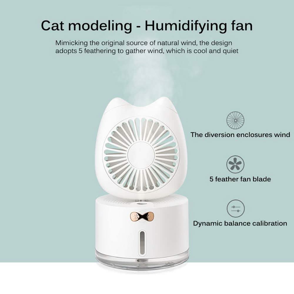 Cartoon Cat Fan Humidifier USB Charging Desktop Mute Hydrating Humidifier by DailySale
