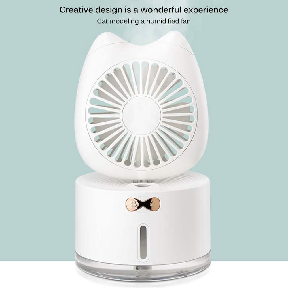 Cartoon Cat Fan Humidifier USB Charging Desktop Mute Hydrating Humidifier by DailySale