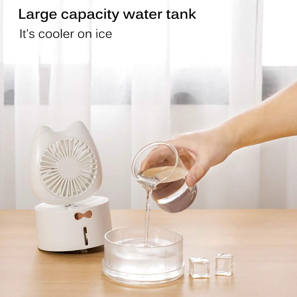 Cartoon Cat Fan Humidifier USB Charging Desktop Mute Hydrating Humidifier by DailySale