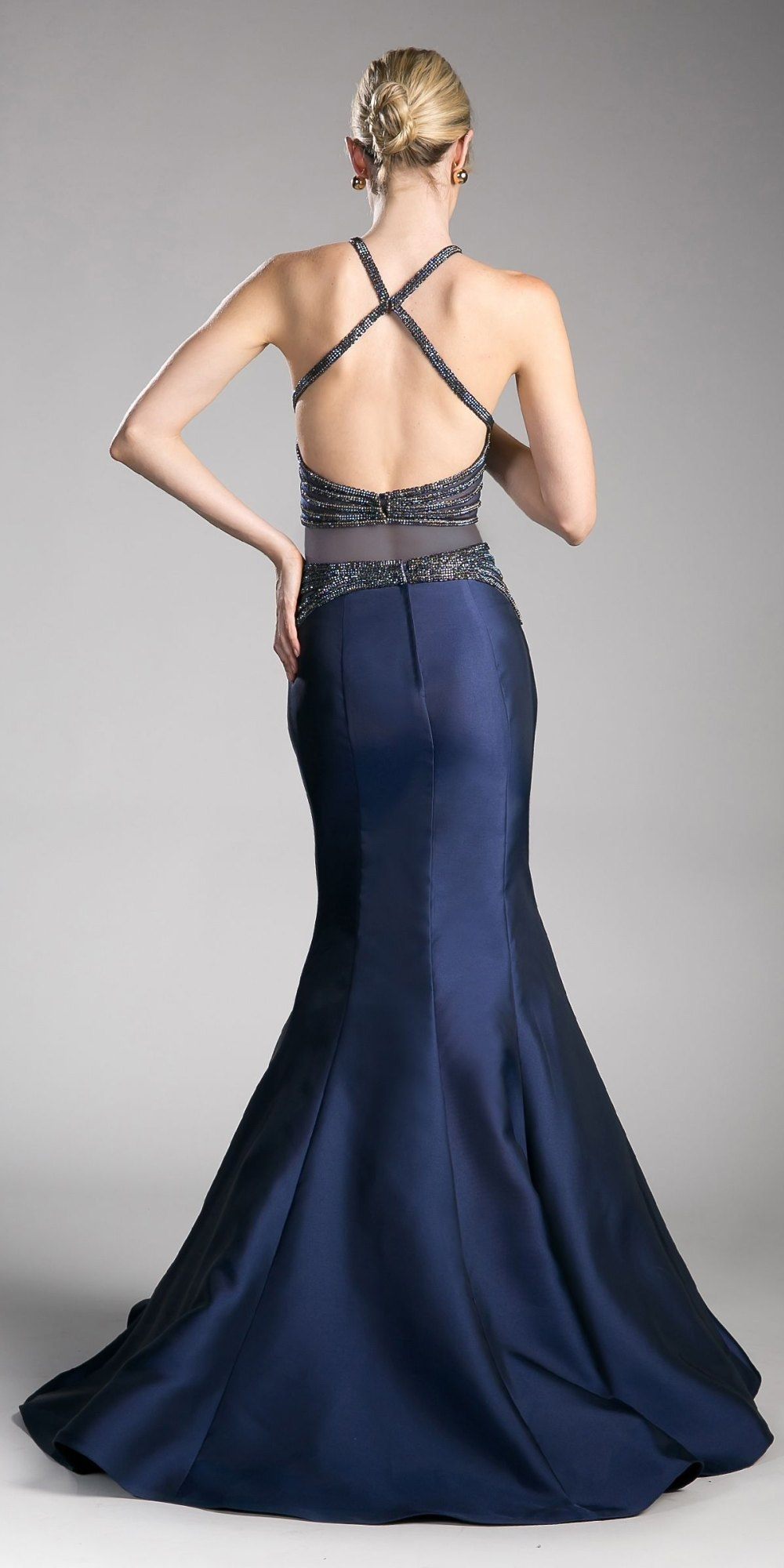 Cinderella Divine CB0023 Two-Piece Mermaid Gown Halter Crop Top by DiscountDressShop